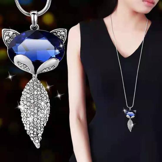 Clavicle Chain Electroplating Rhinestone Two Ways Wearing Heart-shaped High Gloss Decorate Neck Ornament Transform Luxury Four Leaf Clover Pendant