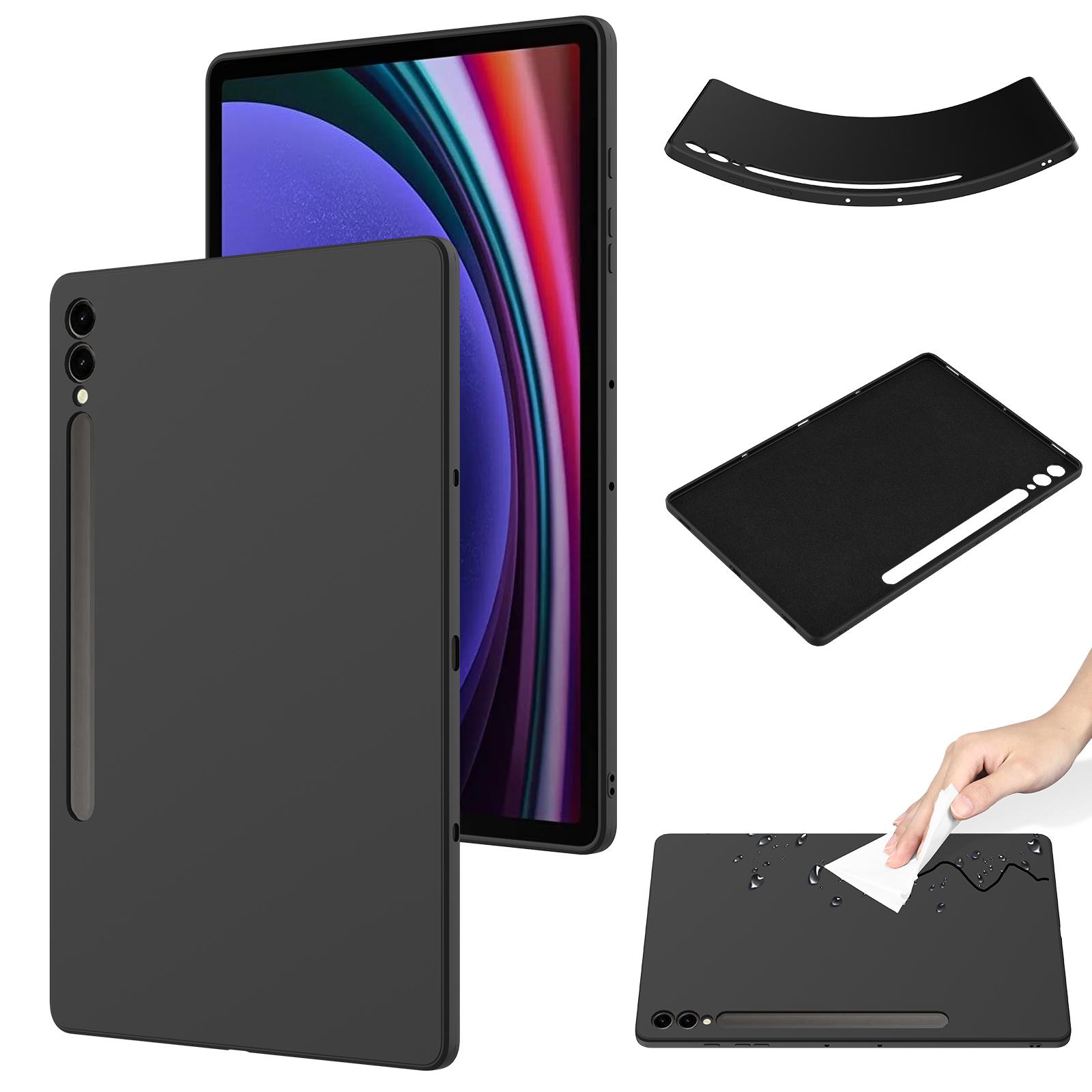 

For Samsung Galaxy Tab S9+ Case Anti-scratch Liquid Silicone Cover Black