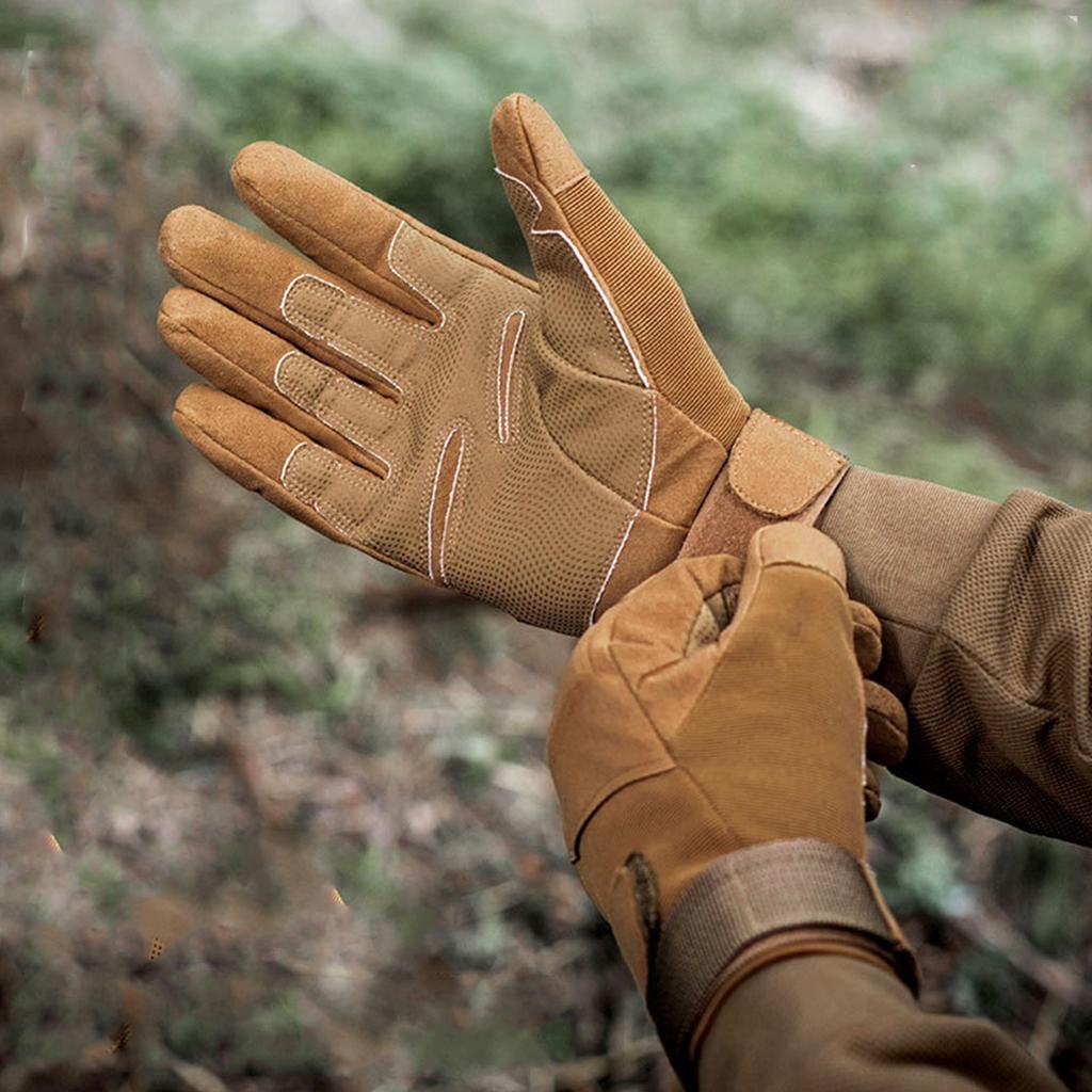 Protective Gloves Full Finger M Size Microfiber Leather Breathable Wind Proof Riding Gloves for Outdoor Training