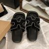 Thick-bottomed cool slippers women's summer new sparkling H-shaped fashionable thick-bottomed versatile open-toed sandals