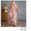 Vintage Printed Loose Lace Long Sleeve Hem Long Dresses