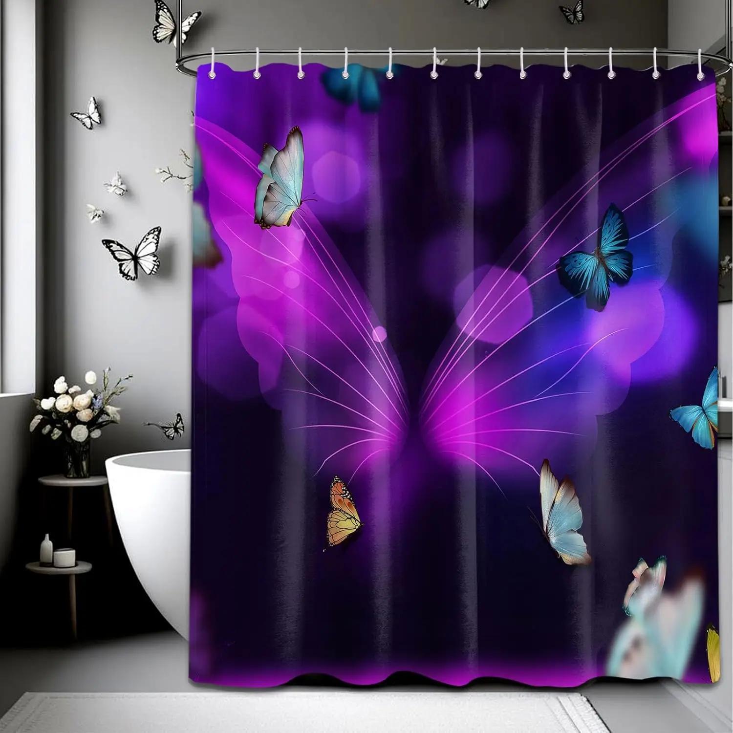 

Rainbow Shower Curtain Colorful Blue Purple Multicolor Bathroom Decoration with Hook Waterproof Fabric 180x180cm W90xH180cm