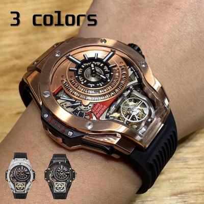 Skvelé hodinky Quartz s veľkým ciferníkom Luxusné vodotesné hodinky s gumeným remienkom geometrického tvaru Business Watch