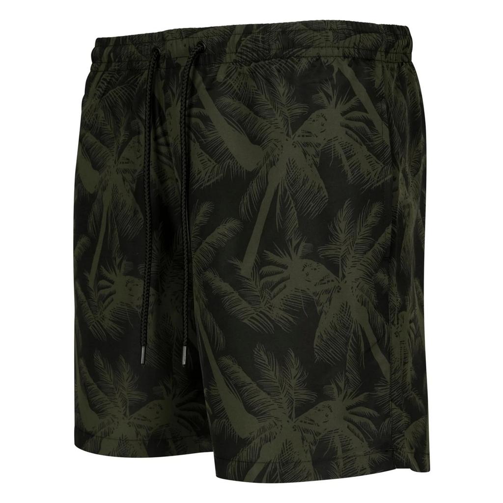 Urban Classics Herren Badeshorts mit Palmenmuster