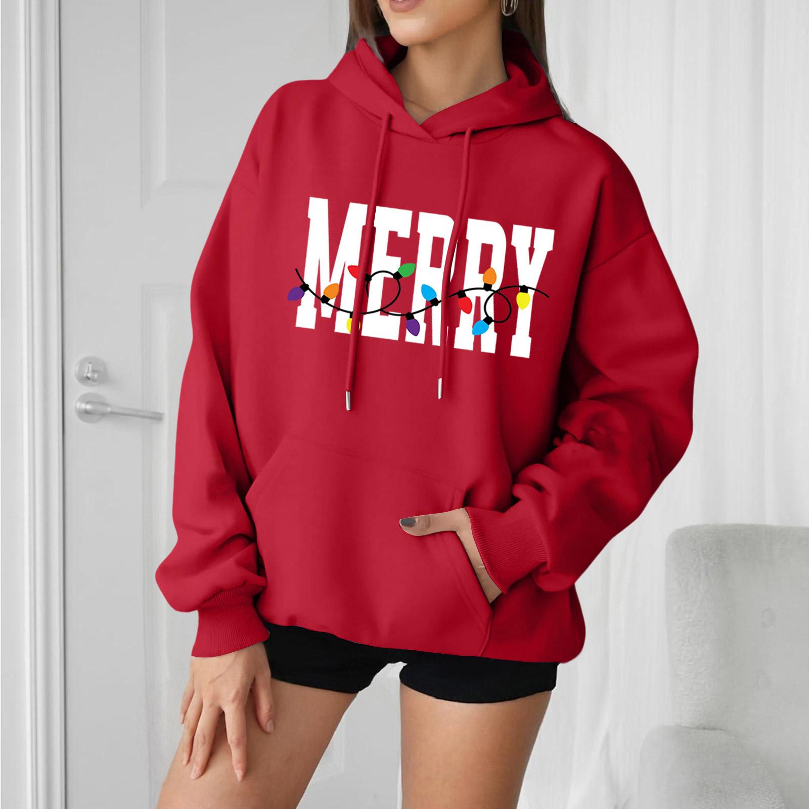 

Женский свободный удобный повседневный модный свитшот с капюшоном и длинными рукавами с принтом персонажа XL винный