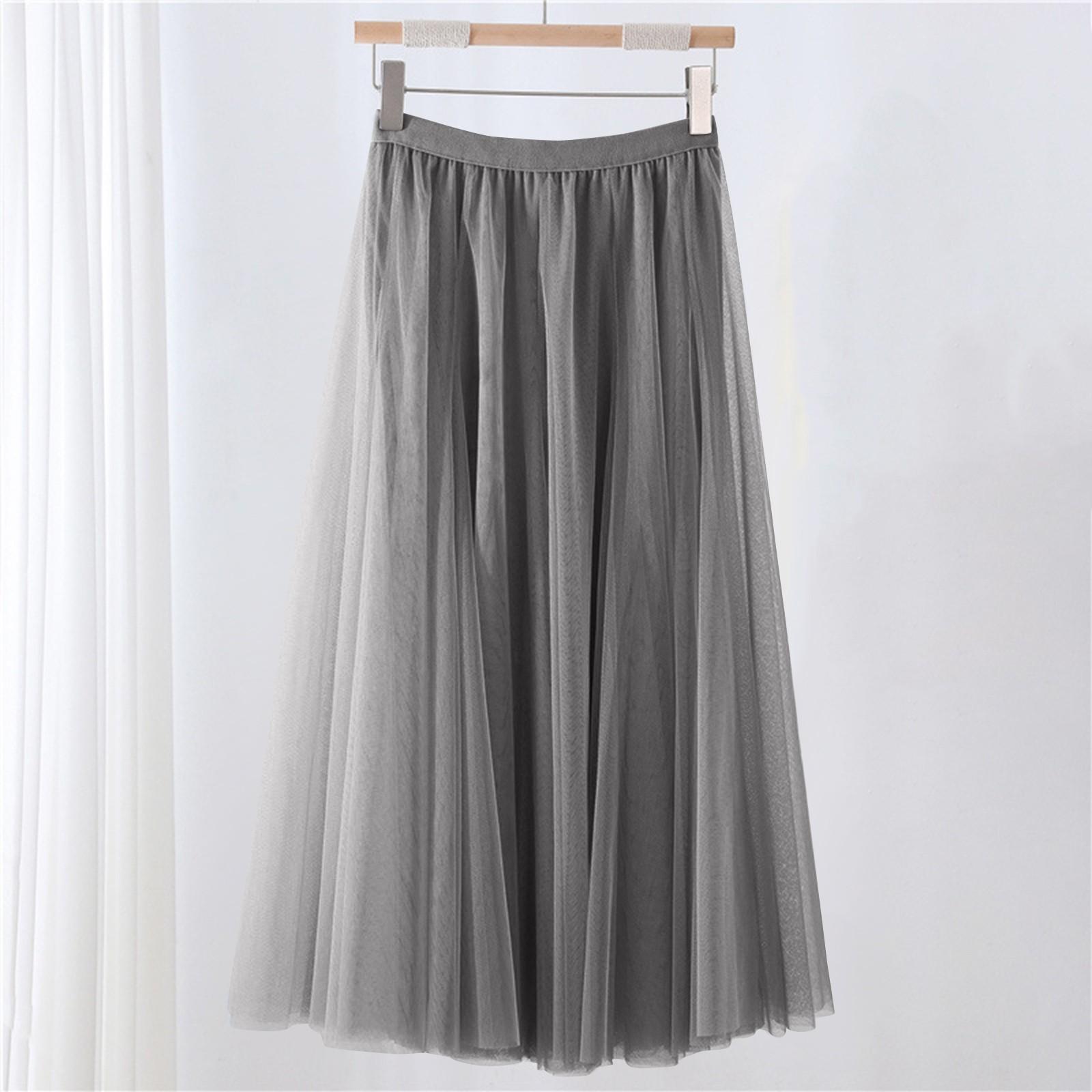 

Женская однотонная сетчатая юбка с резинкой, большая юбка средней длины 75