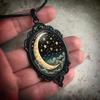 Pendant, Gothic Moon and Starry Sky Pattern, Everyday Necklace for Women