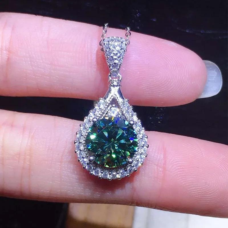 Fashion Girls Pendant Necklace Bright Green Crystal Stone Wedding Anniversary Statement Jewelry For Women  Wholesale