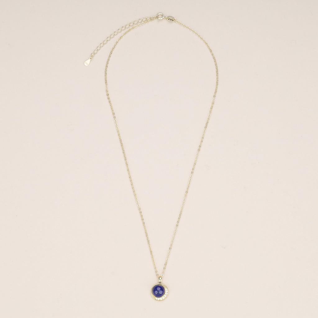 [KOAI] Lapis Lazuli December Birthstone Moon Necklace 14K Gold 925 Silver Chain Women's