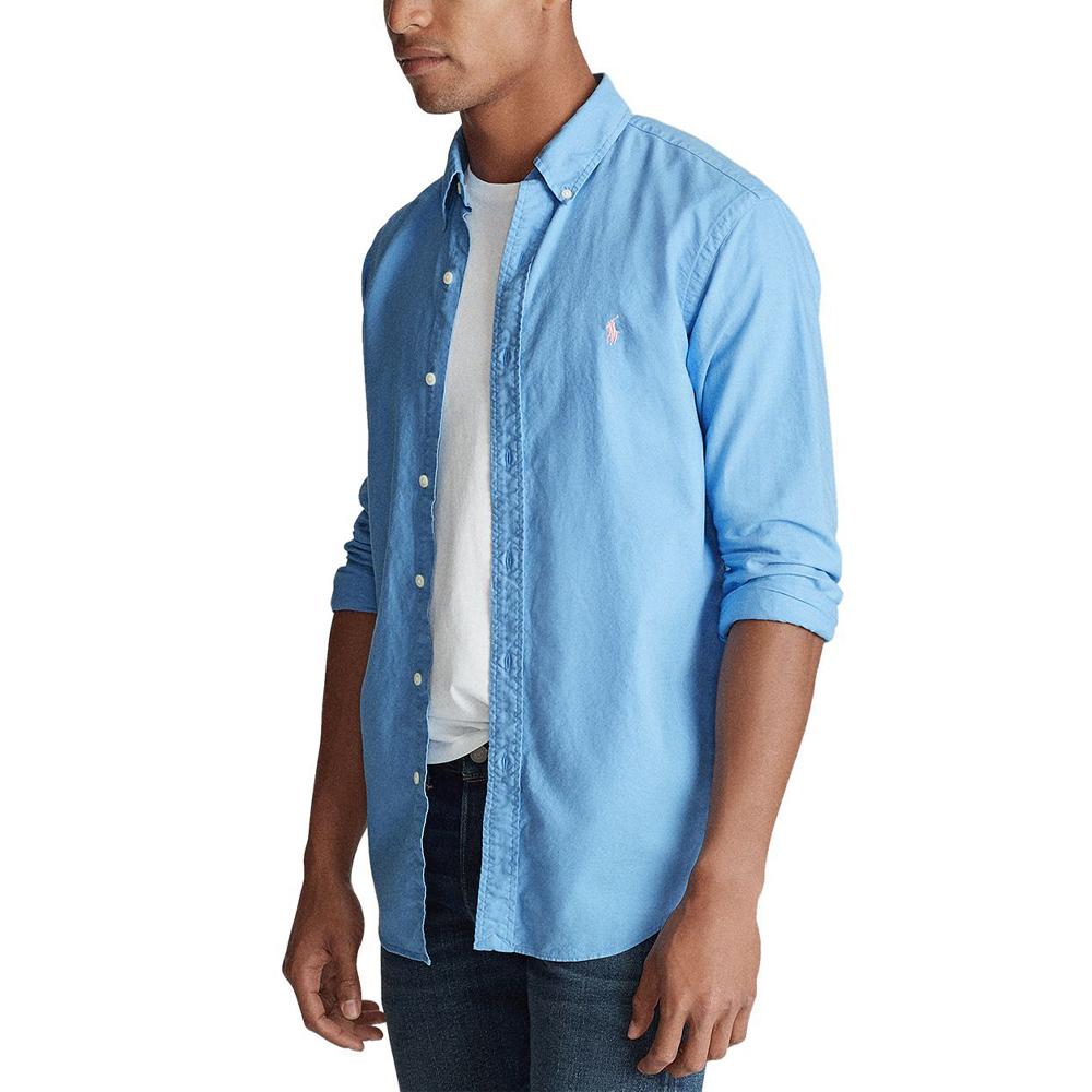 Polo Ralph Lauren Ss24 Pony Logo Embroidered Oxford Long Sleeve Shirt Men Shirts Light-Blue 710776635-002