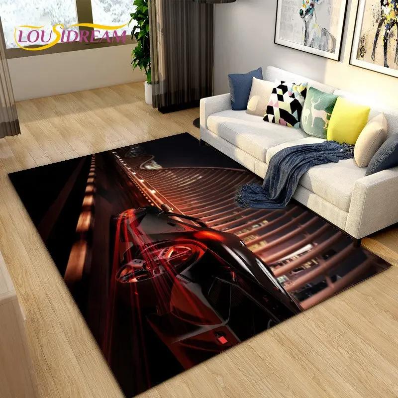 Nový 3D koncept sportovního auta Kobercová rohož, Kobercová rohož do obývacího pokoje Ložnice Pohovka Dekorace Vstupní rohožka, Dětská hrací protiskluzová podlahová rohož