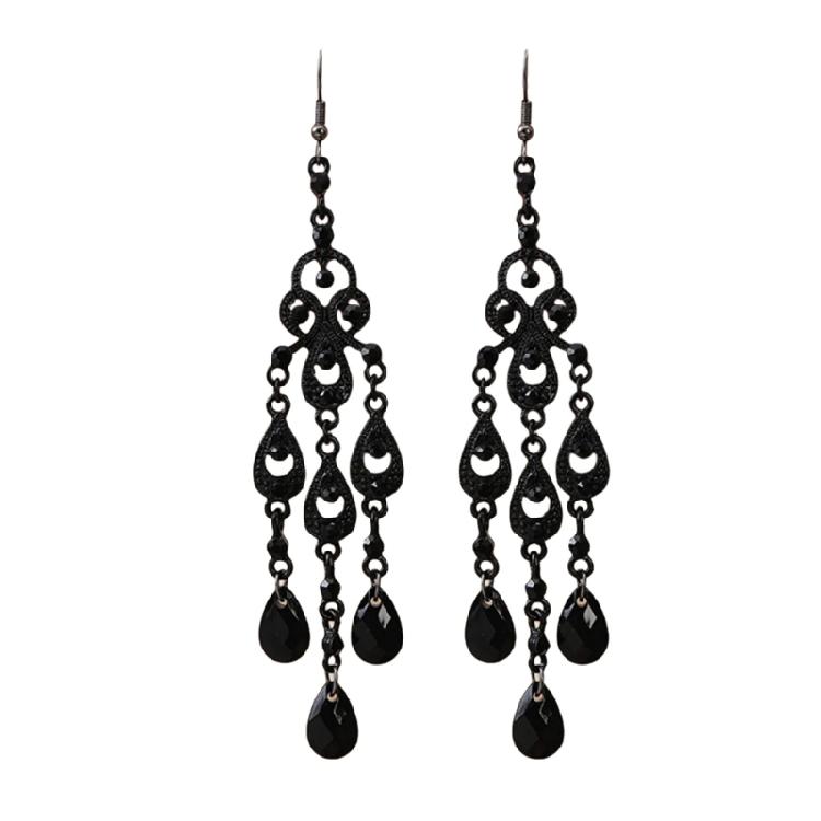 

Sumptuousness Cutout Drop Earrings With Prong Set Beads In Body Alloy Versatile Jewelry Piece For Date Evenings Special Celebrations