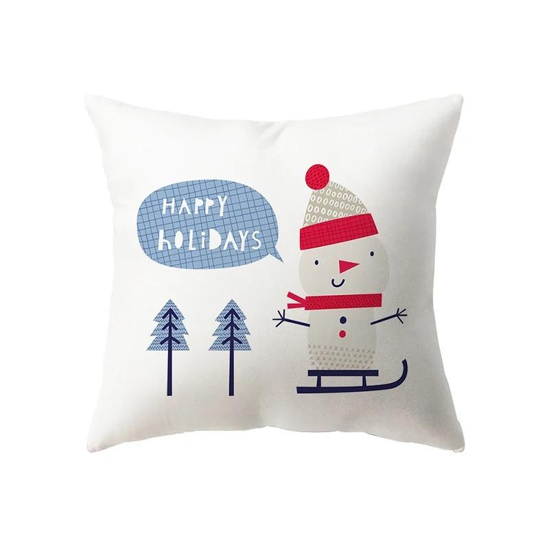 Christmas Decoration Santa Claus Print Pattern Cushion Cover Home Living Room Sofa Square Pillow Cover