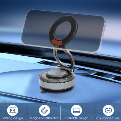 360° Verstellbare Magnetische Handyhalterung 180° Faltbare Vakuum-Saug-Magnetische Handyhalterung Aufgewerteter N52 Magnet Auto Smartphone Halter