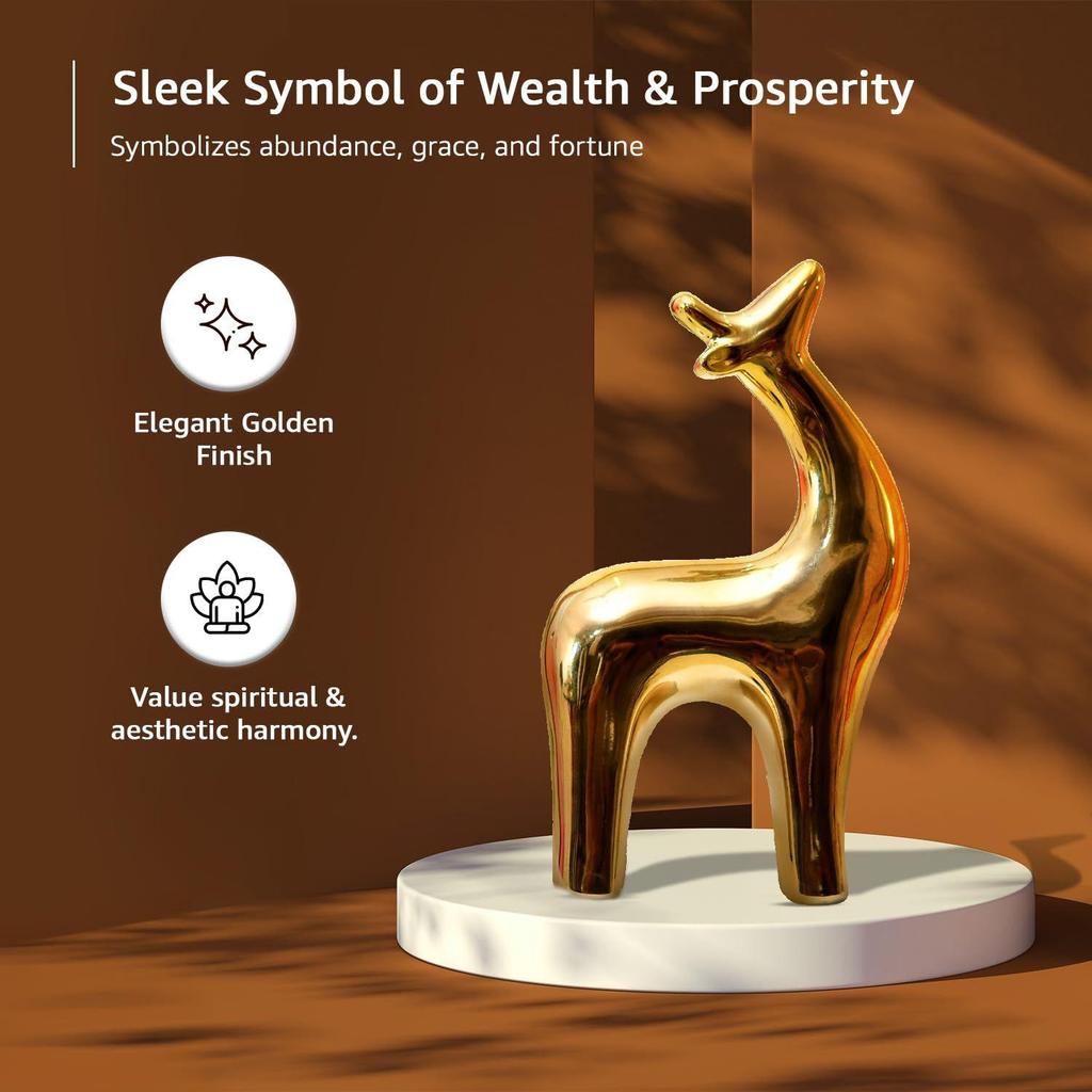 Gyllen hjort av lykke og nåde | En elegant representasjon av rikdom og velstand | Et must-have for moderne luksusdekor – Pakke med 1