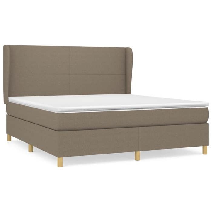 3128377 vidaXL Divan-lit Tapissier Avec Matelas Taupe 160x200 Cm Tissu