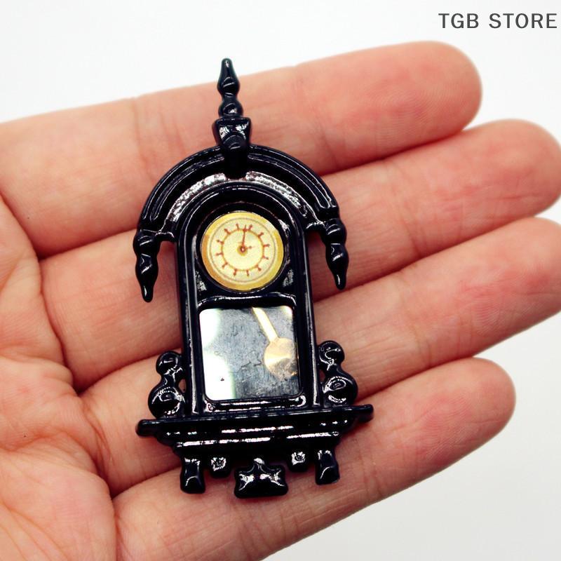 Dollhouse Vintage Wall Clock Dial Pointer Movable Miniatures Model Living Room Accessories Of Doll House Kids Pretend Play Toys