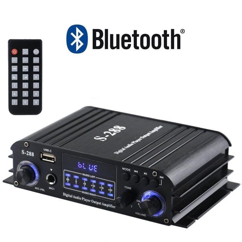S-288 Car 4.0 Channel Audio Speaker Home Cinema HiFi Stereo Amplifier Bluetooth USB Audio Power Amplifier 17.6X10X4CM