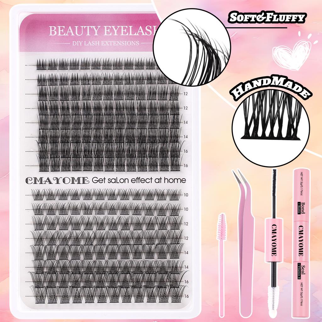 Natural Dense C-Song Single Cluster False Eyelashes 10-16Mm Mixed Diy Segmented Multi-Hair Eyelashes