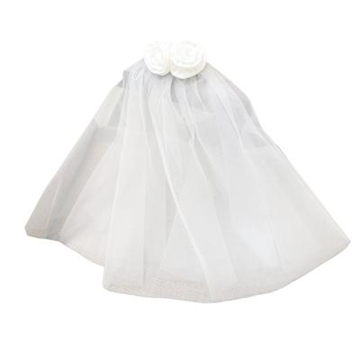 Bride Hairpin with Veil Double Layer for Girls Balletcore Rosette for Pageant Prom Princess Hair Accessories Stage Props