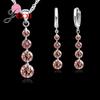 Romantic 925 Sterling Silver Link Chain Crystal Pendant Jewelry Set For Women Choker Wedding Jewelry Set