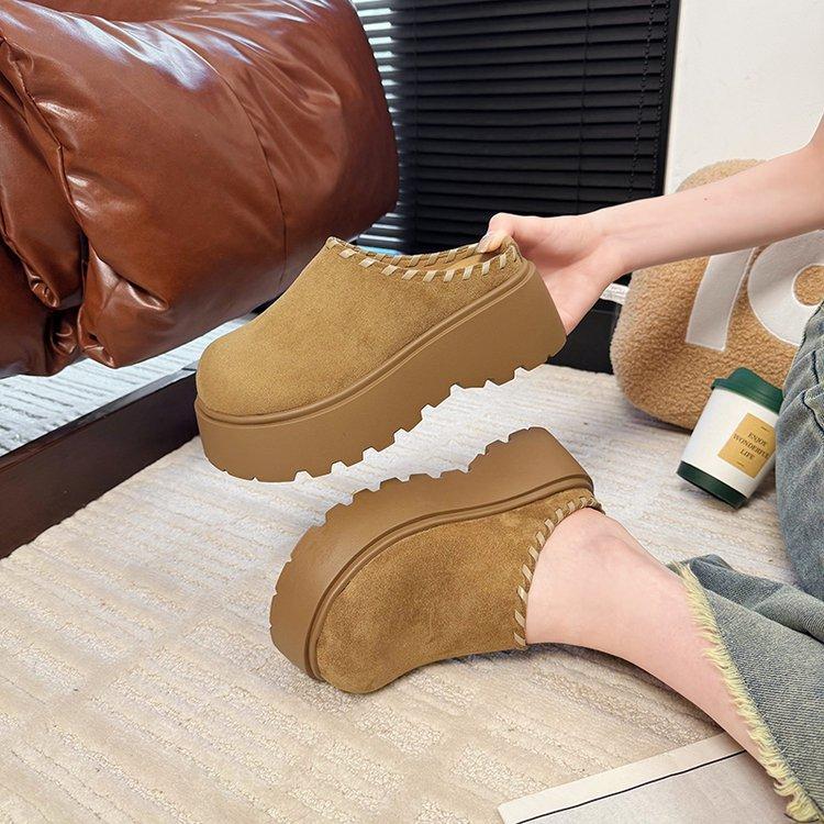 Thick-bottomed Boken half-slippers 2025 early autumn new retro lazy bag head drag increases the height of relaxation casual slippers women