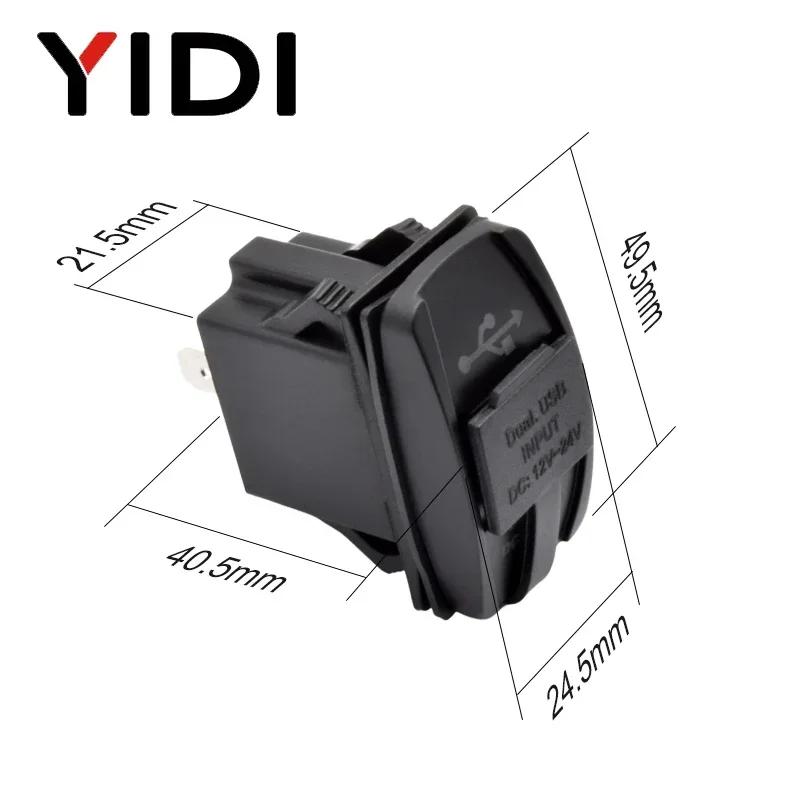 Universal Mini Dual USB Port Car Fast Charger Socket 3.1A Rectangular Waterproof Dustproof Adapter 12V 24V Iphone Ipad Samsung