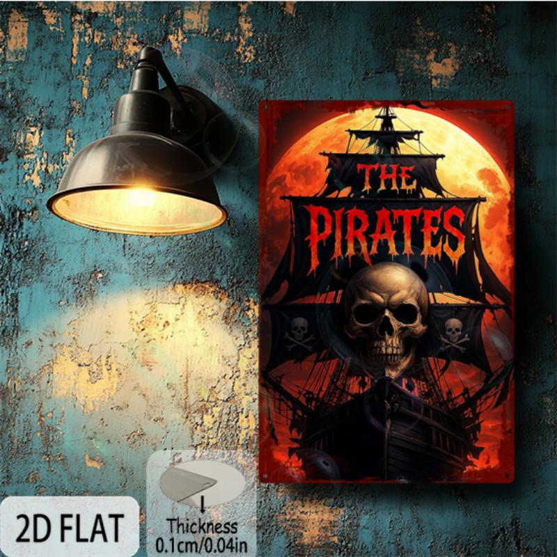 Placa de Alumínio Plana 2D 8x12 Placa "OS PIRATAS" Placa de Alumínio Durável para Exterior para Regulamentos de Negócios E Estacionamento
