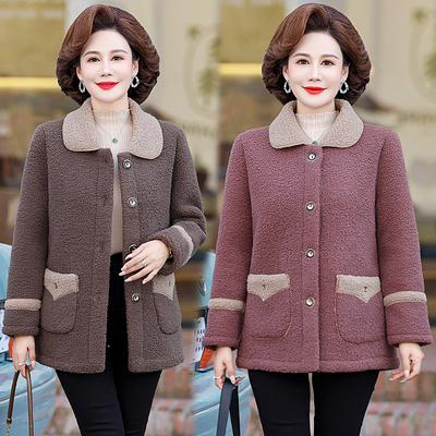 Autumn Winter Women Jacket Thick Fleece Warm Coat Ladies Lamb Fur Coat Mid-Long Loose Mother Dress Female Jacket