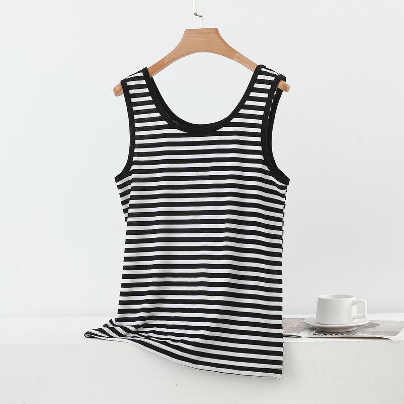 2026 Summer Modal Striped Plus Size Elastic Spaghetti Strap Vest