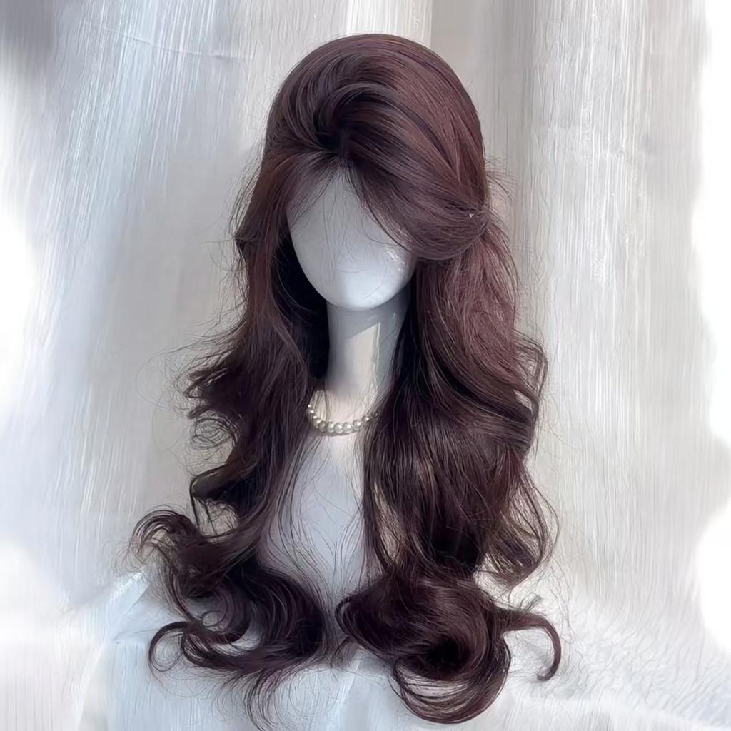 Lolita Black Wig for Women Long Wavy Hair 75cm Curly Wig with Bangs Cosplay Headband Wigs Synthetic Wigs for Daily Use