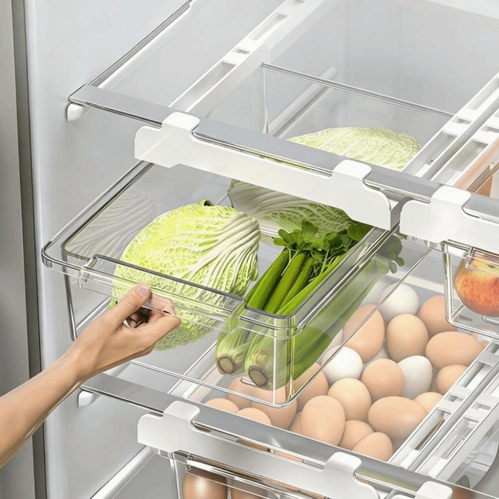 Sliding Kitchen Storage Box Stackable Fruit Preservation Organizer  Kitchen