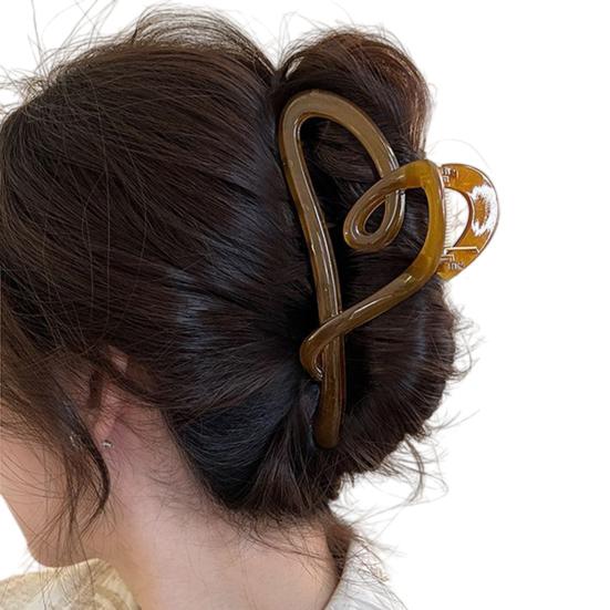 Women Hair Claw Transparent Matte Texture Heart Shape Hair Clip Back Head Shower Hair Claw Hair Accessories