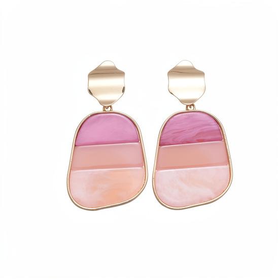 Two-tone acrylic square geometric silver needle earrings, unique dopamine studs, high-end earrings for women