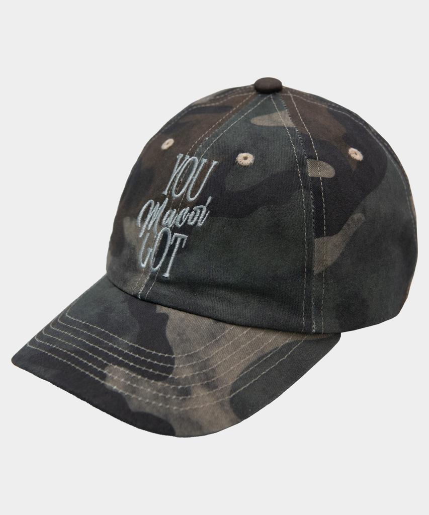 Makoi Basic Washed Lettering Logo Military Camo Cotton Ball Cap [Khaki]