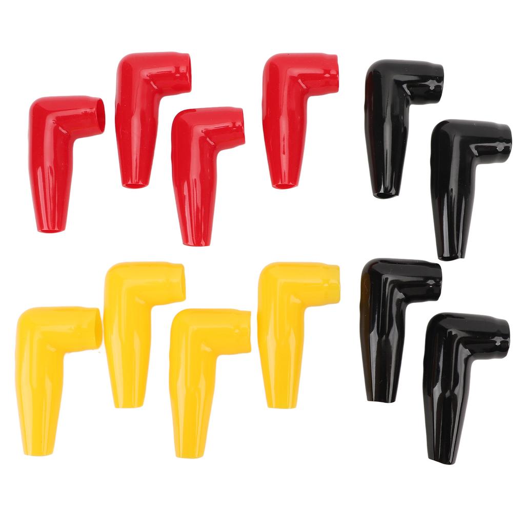 12PCS Battery Terminal Boots Insulating Covers 4 Red 4 Black 4 Yellow Protector Cable Lug Caps for Auto Marine