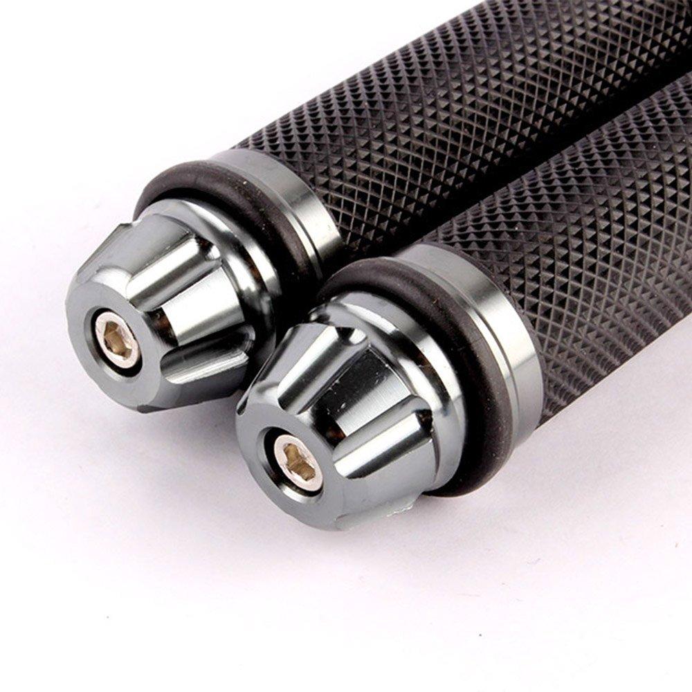 evomosa Motorcycle Universal Motorcycle Aluminum Bar CNC Hand Left and Right Set Clips, Clips, Ends, 22.2mm, Grips, (Titanium)
