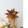 Flannel Fabric Christmas Artificial Flowers Glitter 32cm Glitter Fake Flower DIY Plastic Glitter Poinsettia Christmas Decor
