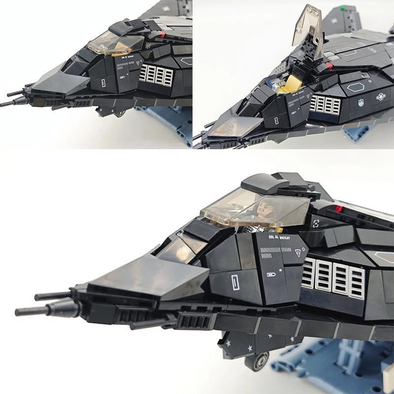 1375PCS Technical F-117A Nighthawk Attack Aircraft Building Blocks Military Stealth Fighter Bricks Toys Children Birthday Gift