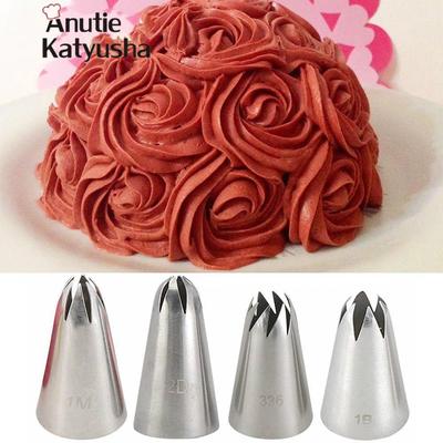 4 Pz/set Acciaio Inossidabile Tulipano Ghiaccia Reale Punte per Sac à Poche Decorazione Torte