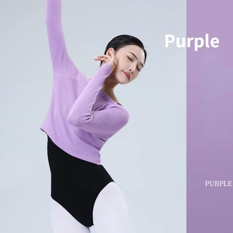 Autumn and Winter Women's Ballet Dance Training Clothes One-shoulder Sweater Adult Modern Dance Long-sleeved Pullover Warm Tops