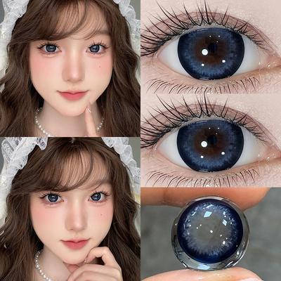 Doll Eye Contact Lens 14.5mm 2pcs Lively Blue Soft Lens Annual For Men Women Prescription Natural Myopia Color Eyes