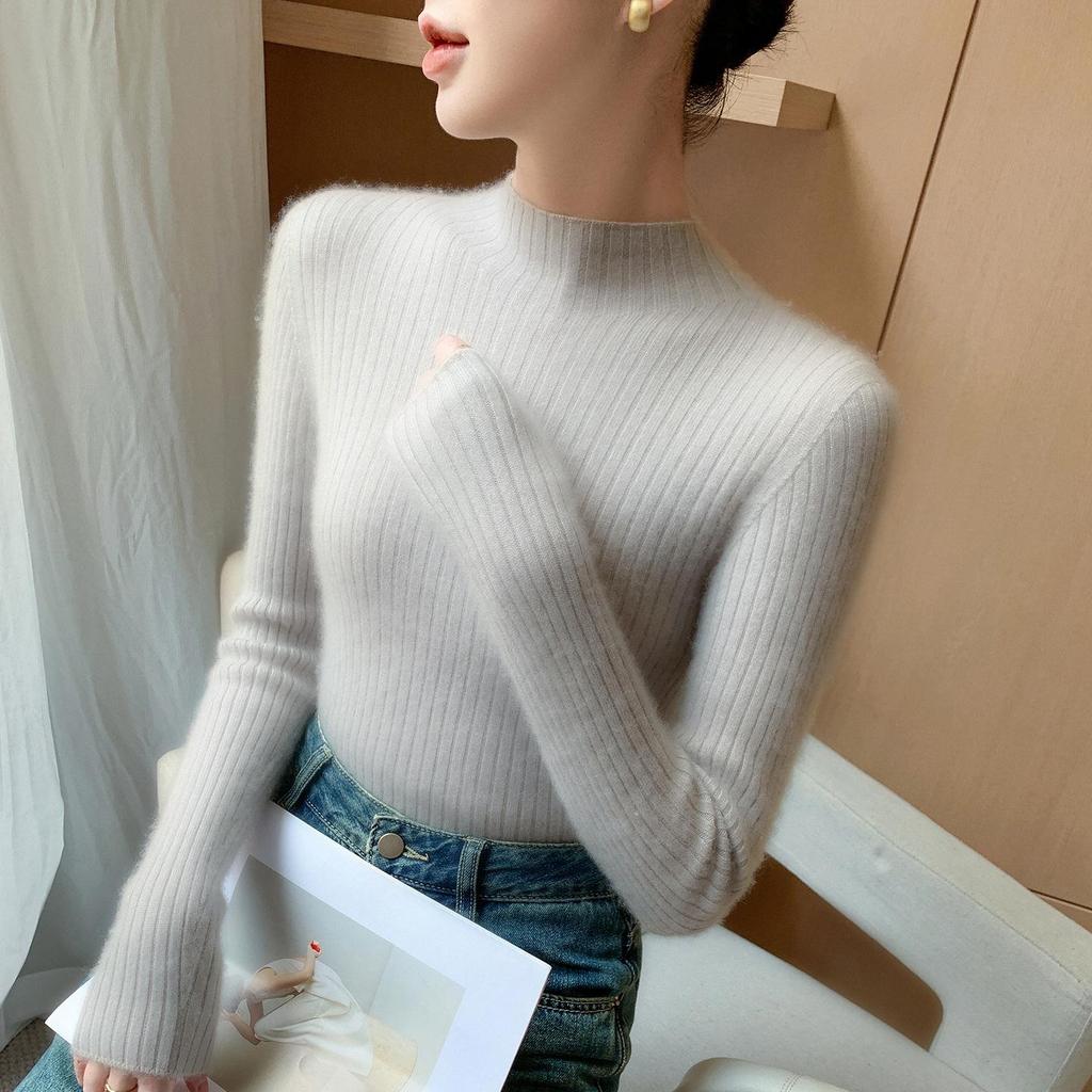Women's Seamless High-Neck Cashmere Sweater - Autumn/Winter Slim Fit Knitwear