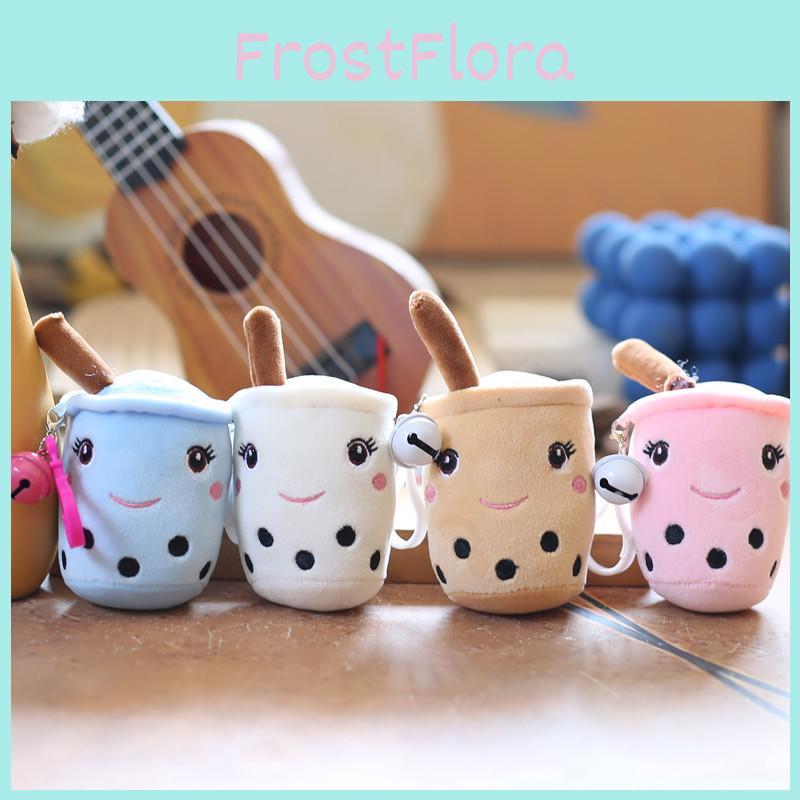 Adorable Plush Milk Tea Cup Keychain Soft Cartoon Animal Bag Ornament