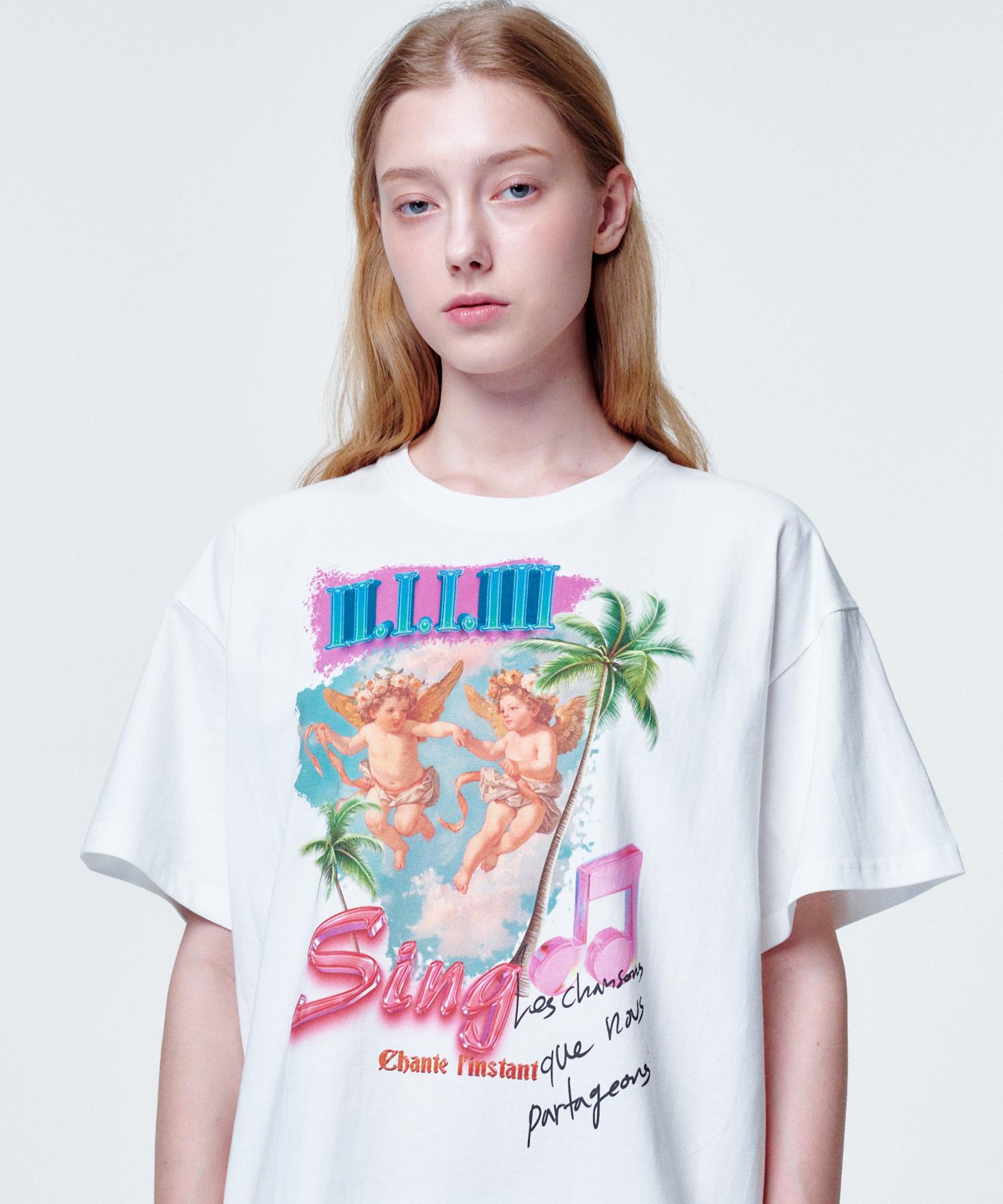 2113 Studio Loose Fit T-Shirt Angel Palm Tree White