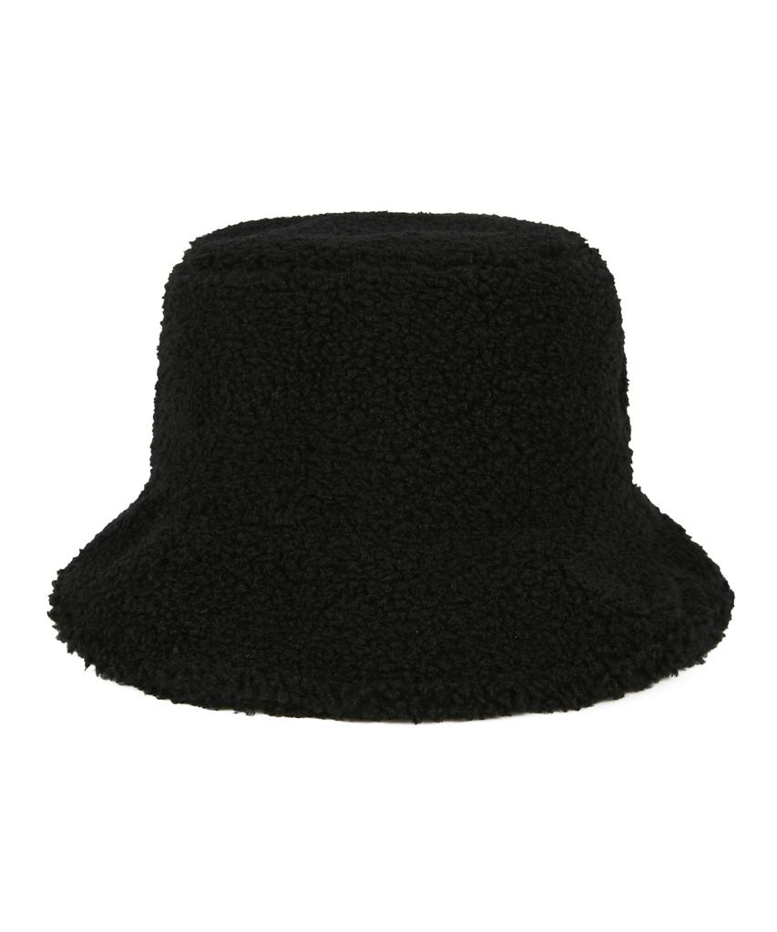 Bajal Monogram Label Fleece Bucket Hat Black