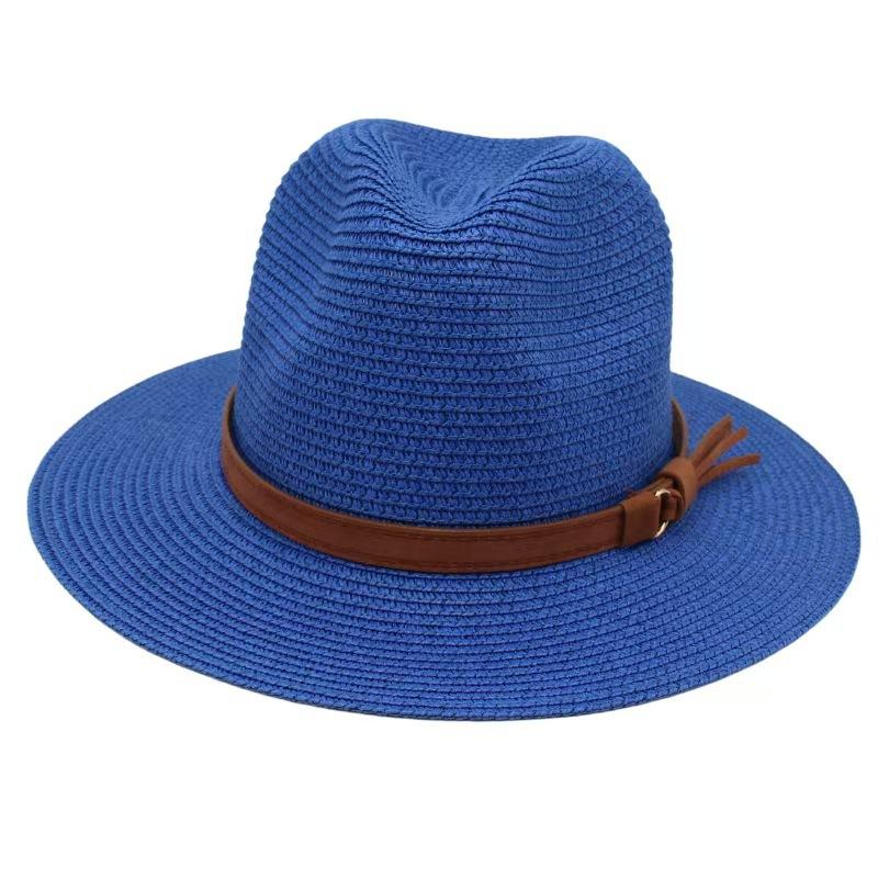 Cappello Panama Primavera Estate con Cinturino Giallo Accessori Cappello di Paglia Spiaggia Traspirante Casual Cappello Jazz Stile Europeo Americano