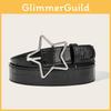 American Retro Pentagram Women Belt With Star Alloy Buckle For Casual Denim Accessory