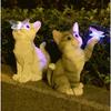 Solar Garden Lawn Animal Sculpture Luminous Resin Yard Cat Art Statue Ornaments Handicraft Home Decor for Room Office Study LS