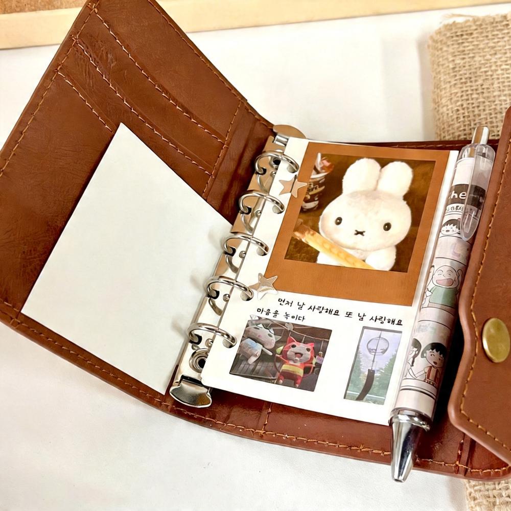 Leather Binder Notebook Vintage Loose-Leaf Notebook M5 Planner Book Genuine 3-Fold Diary Organizer For Planner Organizer Diary